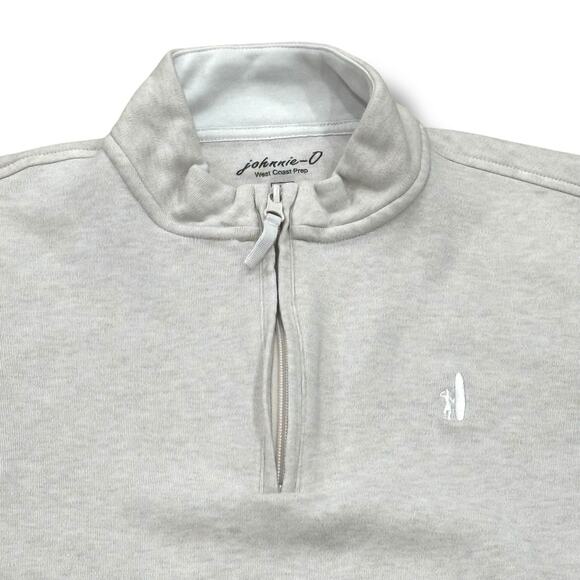 Johnnie-O Men’s Size L 1/4 Zip Pima Cotton Pullover Sweater Golf - Heather Stone - Picture 2 of 5